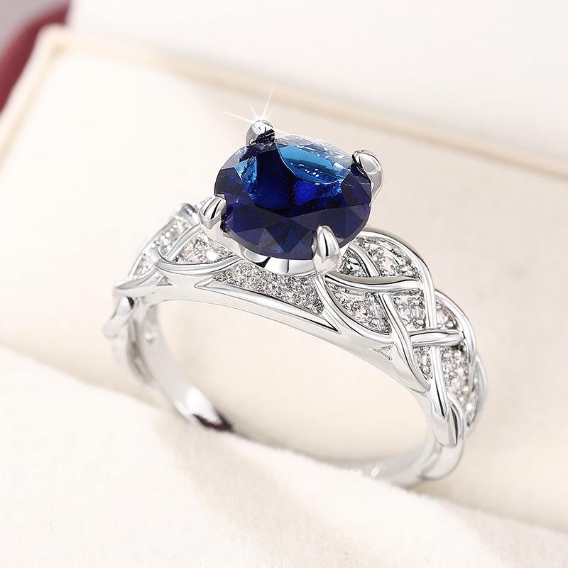 Design Ring Women, Line Winding Design Sapphire Jewelry, French Temperament Jewelry