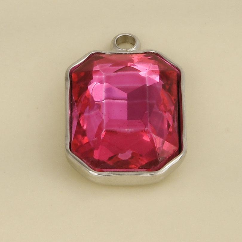 Rectangle Geometric Stainless Steel Pendants For Jewelry Making Supplies One Side Rhinestone Charm DIY Necklace Earrings Pendant