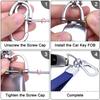 Genuine Leather Car Smart Key Blue [Wisdompro] Keychain, Anti-Loss, Compatible, Stylish, Unisex, (Carabiner Clip)