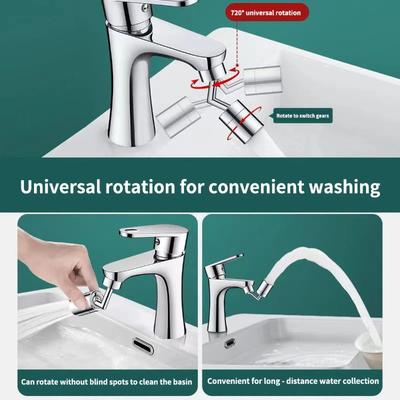 Kitchen Faucet Extender 1080 ° Rotating Sink Accessory Stainless Steel Universal Splash Proof Dual-mode Bathroom with Adapter
