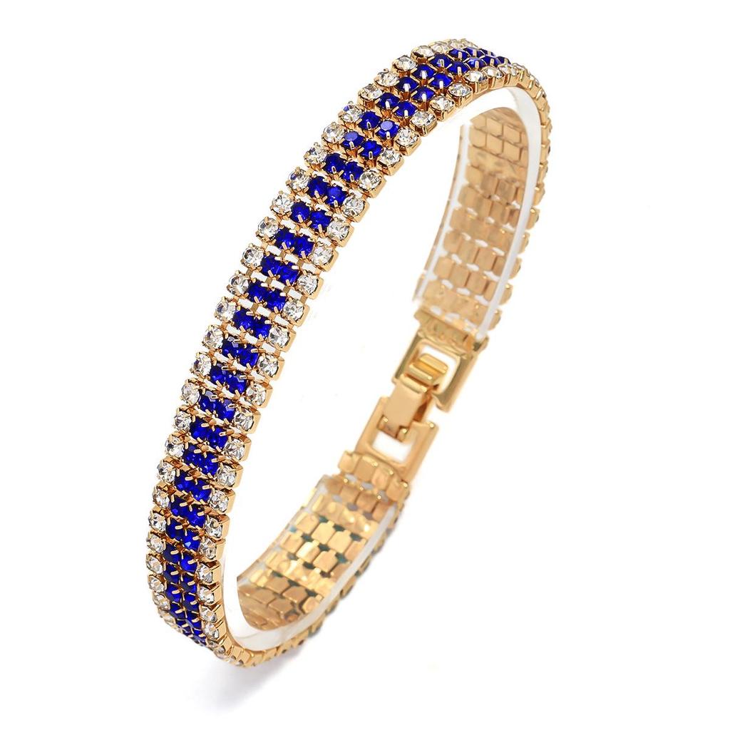 European & American Luxury Shimmering Roman Crystal Bracelet - Women's Full Diamond Claw Chain