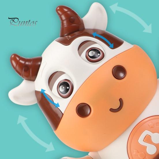 Kids Electric Cow Toy with LED Light Music Singing Dancing Cartoon Dairy Cattle Toy Toddlers Interactive Educational Movable Eyes Animal Musical Toy
