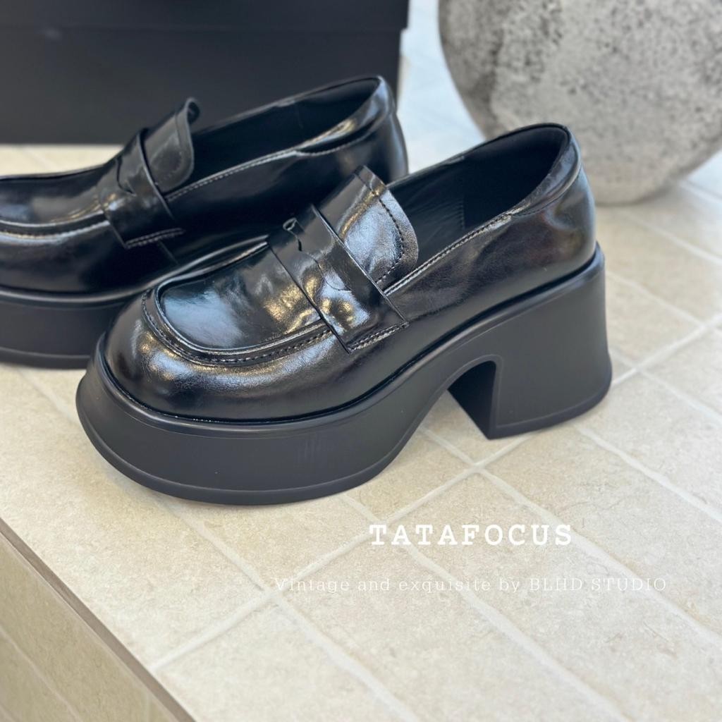 Leather platform British style small leather shoes women's 2025 new spring and autumn one-pedal loafers versatile casual single shoes