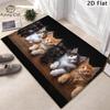 1pc 2D Flat Row Of Cute Kittens Funny Cat Faces Flannel Door Mat Non Slip Animal Lover Rug For Entryway Living Room Floor Decor