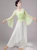 Women's Classical Chinese Dance Bell Sleeve Top - Sheer, Long Sleeve, Body Shaping Dancewear for Adults