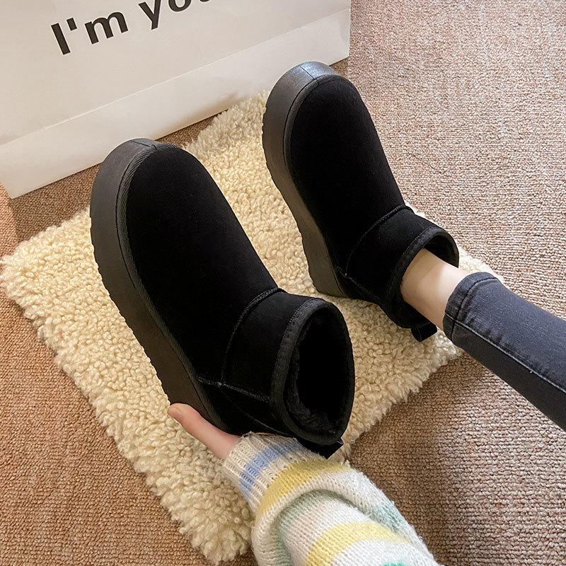thick-soled snow boots women's winter velvet thickened warm cotton shoes 2025 new one-pedal bread shoes snow cotton