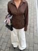 Euro-American Spicy Girl Striped Slim Fit Lapel Retro Long-Sleeve Shirt