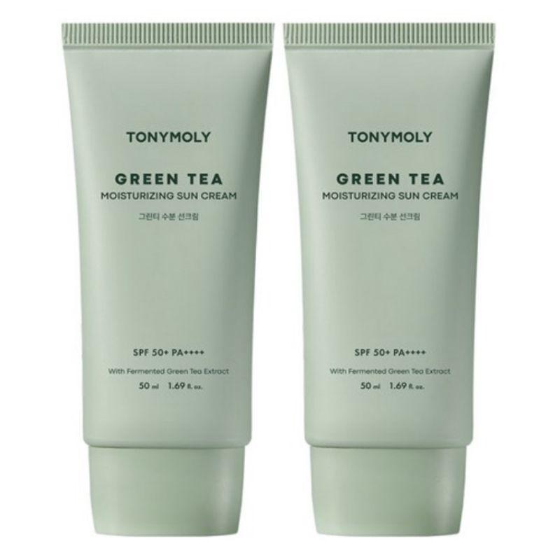 TONYMOLY Feuchtigkeitsspendende Sonnencreme mit Grüntee SPF50+ PA++++ 50ml × 2 – Hydrierender & Beruhigender Täglicher Sonnenschutz