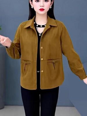 Women's Corduroy Jacket: Age-Defying Spring & Autumn Top for Mature Moms