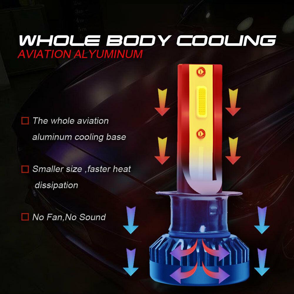 2Pcs White 9005 HB3 Led Headlight Bulbs High Low Beams 8000LM 6000K 80W Lights