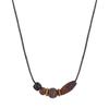 Retro Coffee Pendant Necklace with Wooden Beads - Irregular Long Chain for Women and Men, Chinese Style Fall/Winter Accessory