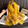 High-End Embroidered Silk Wool Scarf: Korean Style Versatile Winter Shawl & Neck Warmer for Women