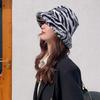 Zebra Grain Ornamented Hats with Flat Top & Wide Brim for Winter Warm Keeping