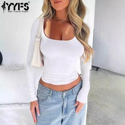 Women's Fashion Casual Spring Fall Solid Color Print Long Sleeve Square Collar Blouses & Shirts