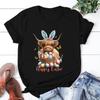 Hot Easter Day Unisex Short Sleeve Cow Happy Easter Print T Shirts Women Causal Harajuku Tops Funny T Shirt
