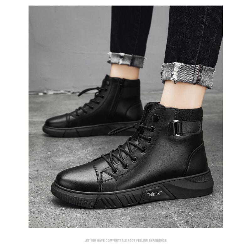 Men's Boots, High Top Casual Shoes, Casual Leather Boots