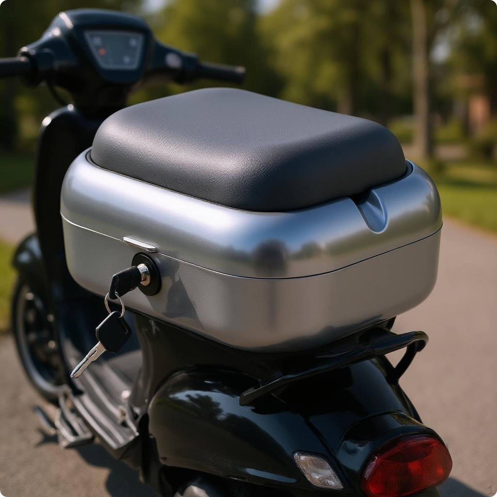 Motorcycle Tail Lockable Trunk RigidBody Seat Storage Box Hinged Lid Luggage Case