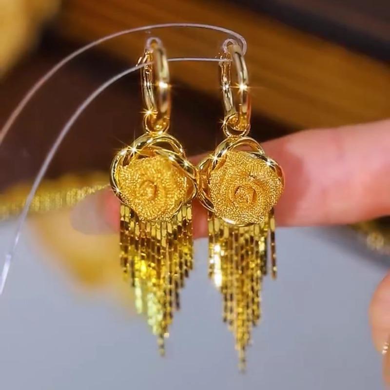 

Новые модные универсальные темпераментные серьги-розы для женщин, легкие роскошные высококлассные уникальные серьги