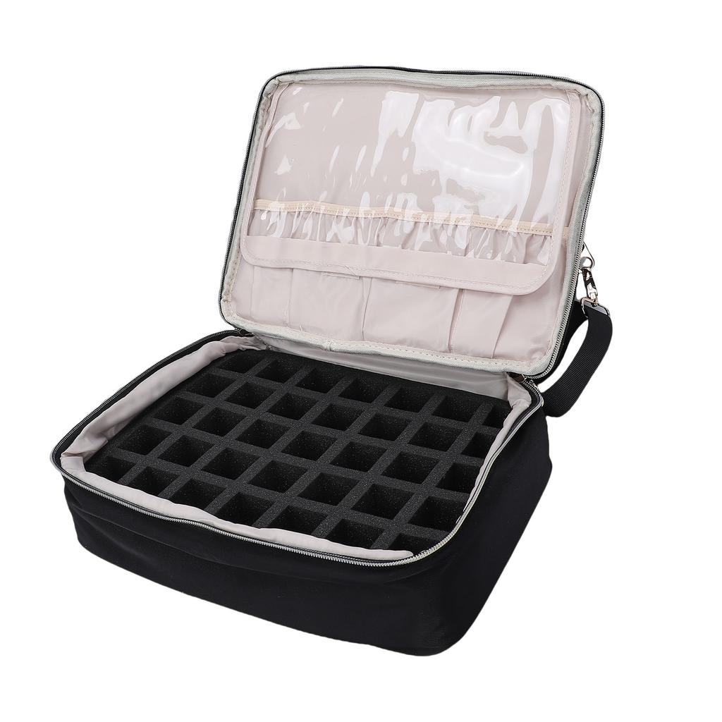 60 Bottles Nail Polish Bag Travel Portable Manicure Storage Pouch Organizer Case with Adjustable Shoulder Strap Black