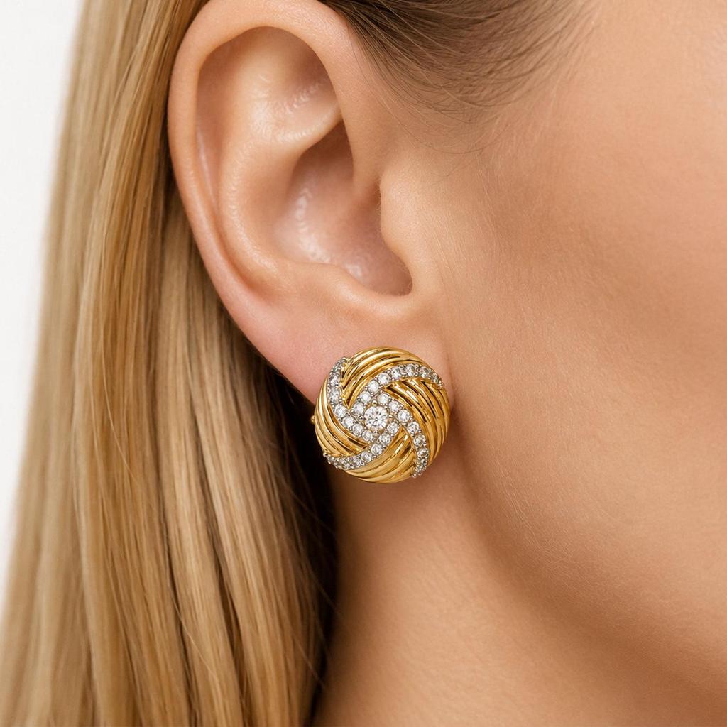 Gold-Plated Geometric Stud Earrings: High-End European & American Style, Personalized Fashion for Beach Vacations