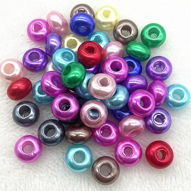 20pcs 14mm Mix Colour Big Hole Acrylic Beads Spacer Loose Beads for Jewelry Making DIY Handmade Bracelet Accessories(hole:5mm)