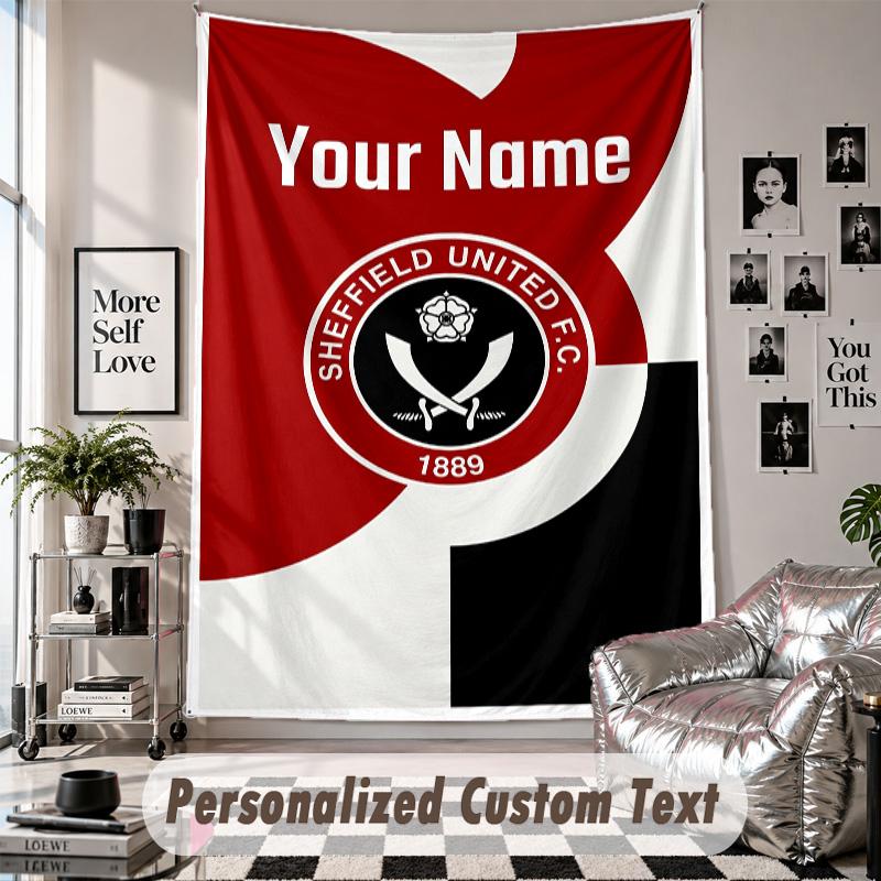 Wall Hanging Tapestry With Custom Name & Text, Sheffield United FC Decorative Tapestry For Bedroom