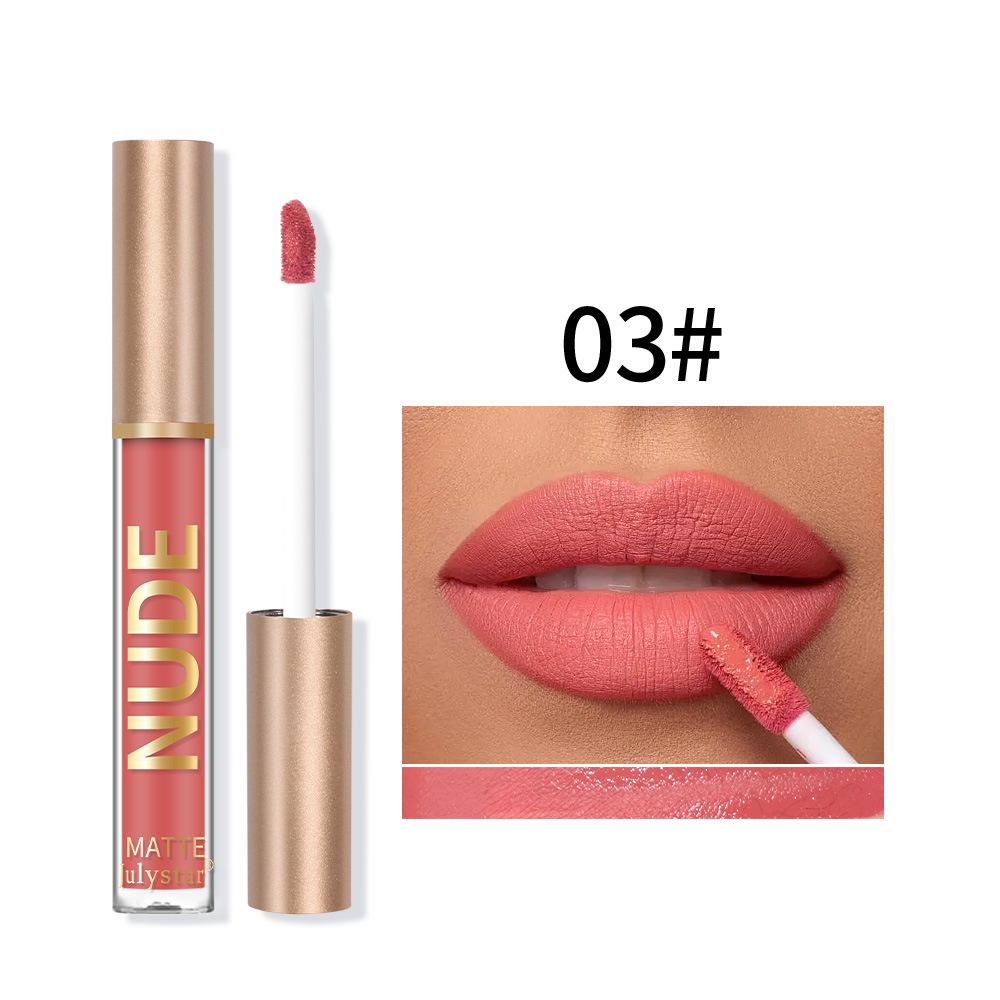 Matte Velvet Lip Glaze Natural Nude Lip Gloss Long Lasting Highly Pigmented Non-Stick Lip Stain Liquid Lipstick Lip Makeup for Daily Use