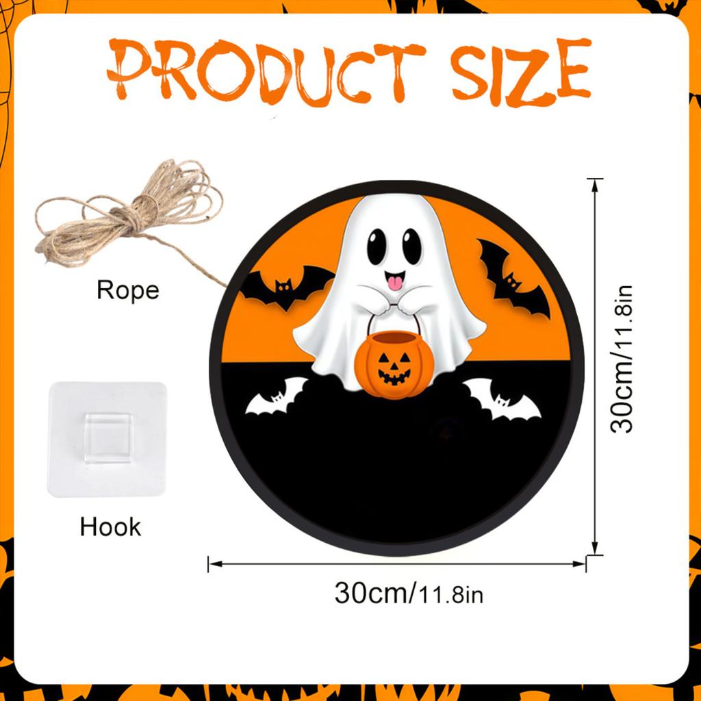 Halloween LED Light Up Hanging Sign for Home Decor (Batteries Not Included)