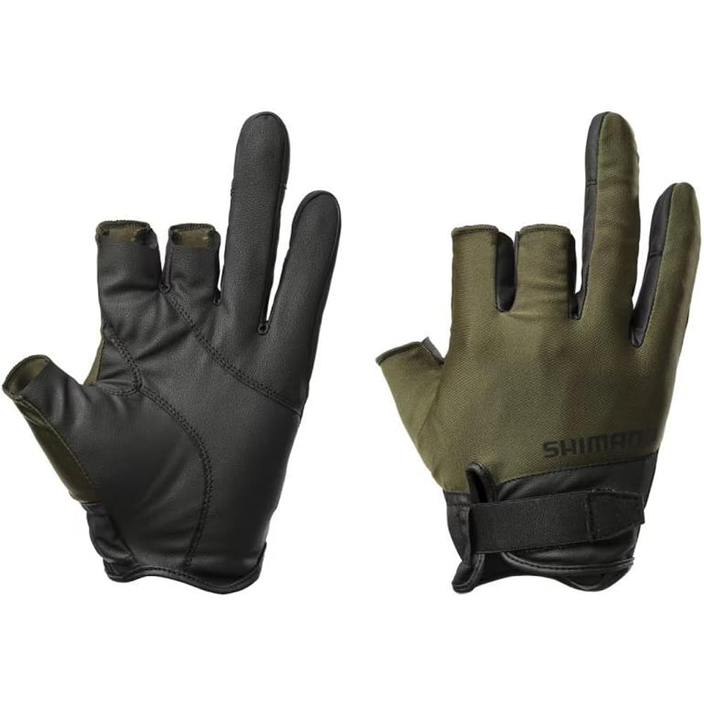 Shimano 01 Basic Gloves Three Finger Cut GL-008Y Khaki XL