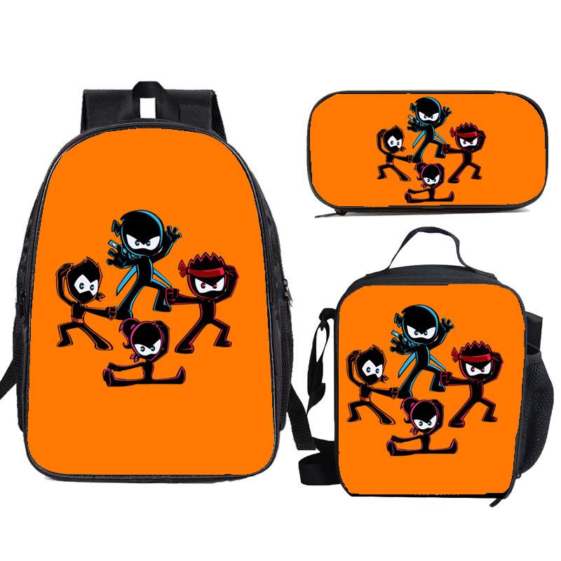 NINJA KIDZ 3-teiliges Set Kinder Schulrucksack mit Umhängetasche Federmäppchen Schultaschen für Jungen Mädchen Bestes Geschenk