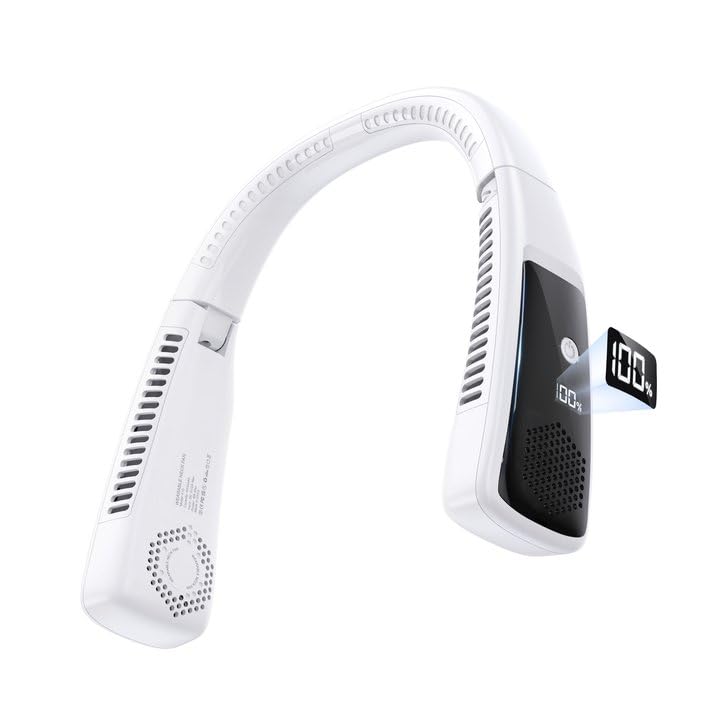 

Шия Шийний Вентилятор Літня Модель РК-дисплей Шия Високий 3 Рівні Потоку Повітря 4800 мАг Великий Портативний 18 Годин Безперервної Шиї Маленький Регульований Шия Запобігає Масці білий