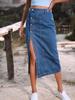 Denim High Women Fashion Waist Skirt Slit Long Jean Skirt