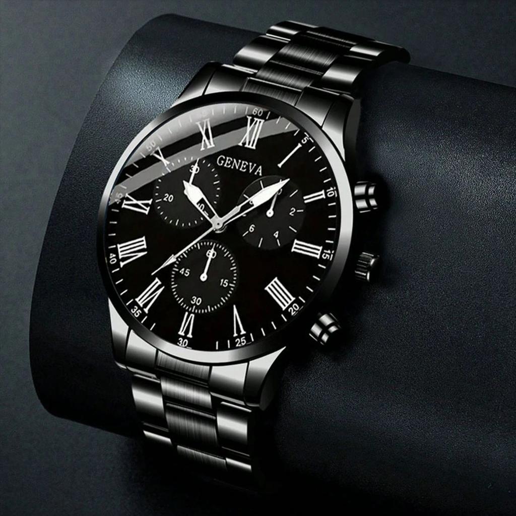 Fashion Men'S Steel Strap Watch Geneva Casual Business Quartz Watch Atmospheric Luminous Watch Trend