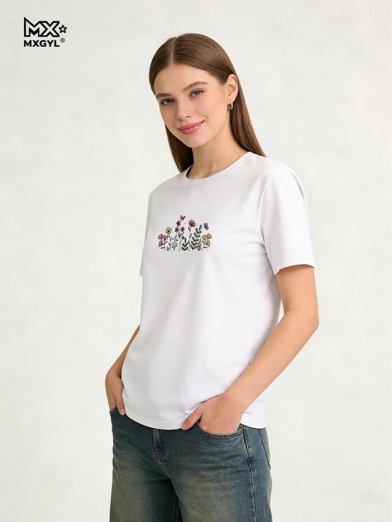 2026 New Style Colorful Blooms Tee - Spring In A Shirt Style With Nature Shirts Graphic T Shirts Women Clothing Tops