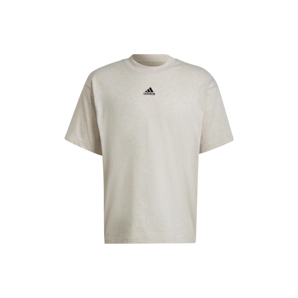 Adidas Small Logo Print Solid Color Crew Neck T-Shirt Men Tops Beige H65780