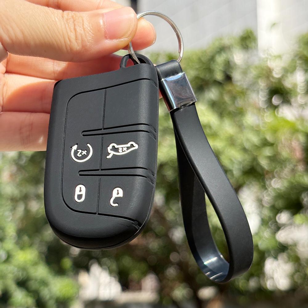 Keychain Protection For Jeep Cherokee Limited Grand Compass Dodge Journey Hellcat Chrysler 300C Ii Silicone Key Cover Fob Holder