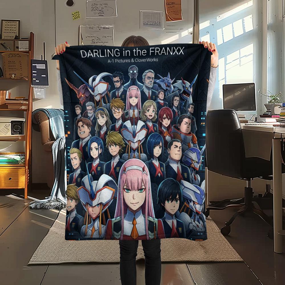 1PC Franxx Patterned Flannel Blanket Suitable For All Seasons For Home Decor Warmth And Comfort Gifts Holiday Present