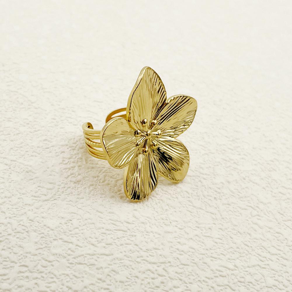 New Stainless Steel Flower Ring For Women Simple Temperament Party Fashion Trendy Charm Waterproof Jewelry