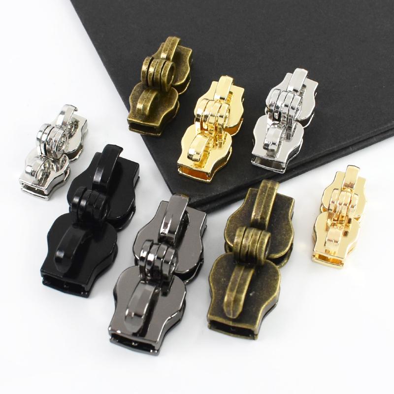 2/5/10Pairs 5# 8# 10# Lockable Nylon Zipper Sliders Double Hole Safety Zip Lock for Luggage Zips Puller Closure Repair Accessory