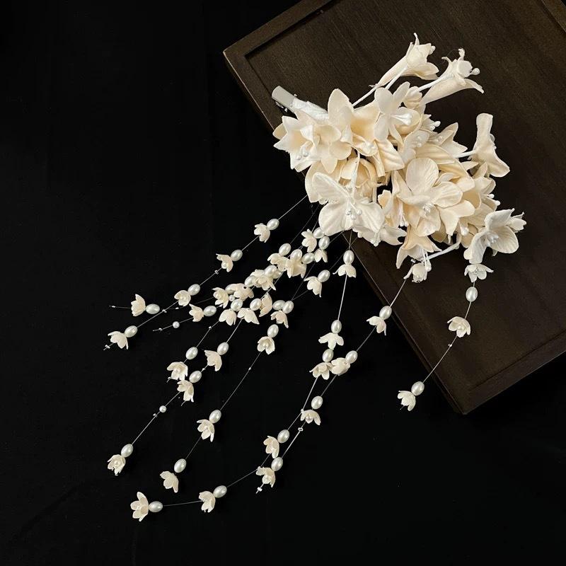 Korean Style Headdress Convallaria Flowers Handmade Tassel Hairpin Vintage Wedding Dress Hair Accessories Mori Bridal Accessories Wedding Headwear