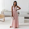 2025 Summer Lace-Up Solid Color V-Neck Evening Long Dress