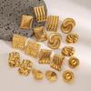 Jieding Stainless Steel Geometric Stud Earrings - High-End European & American Titanium Ear Jewelry