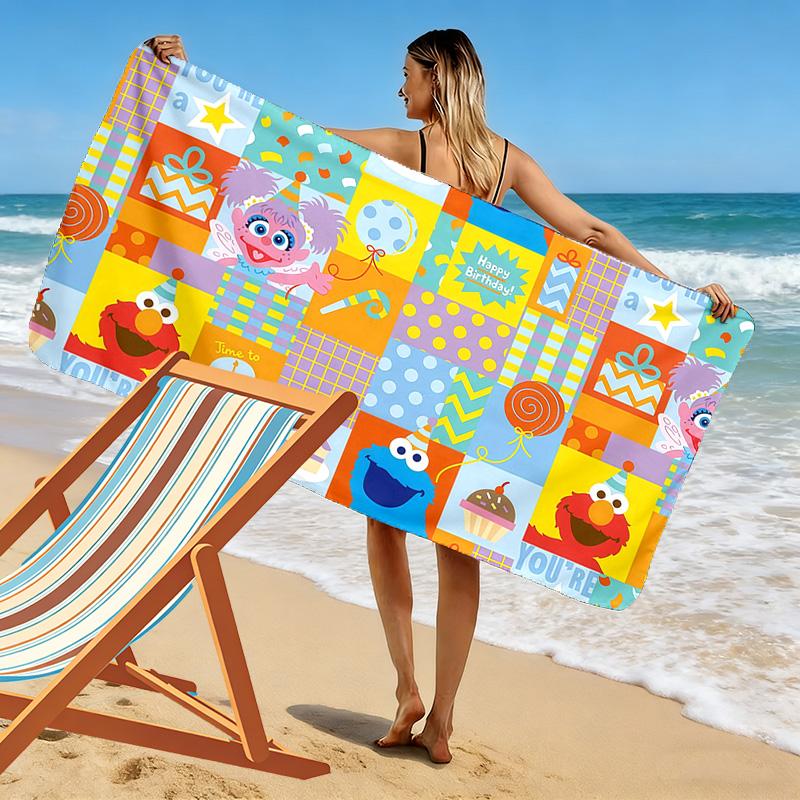 Sesame Street3 Print Beach Towel, Large Soft Quick Dry Towel for Beach Camping Swimming