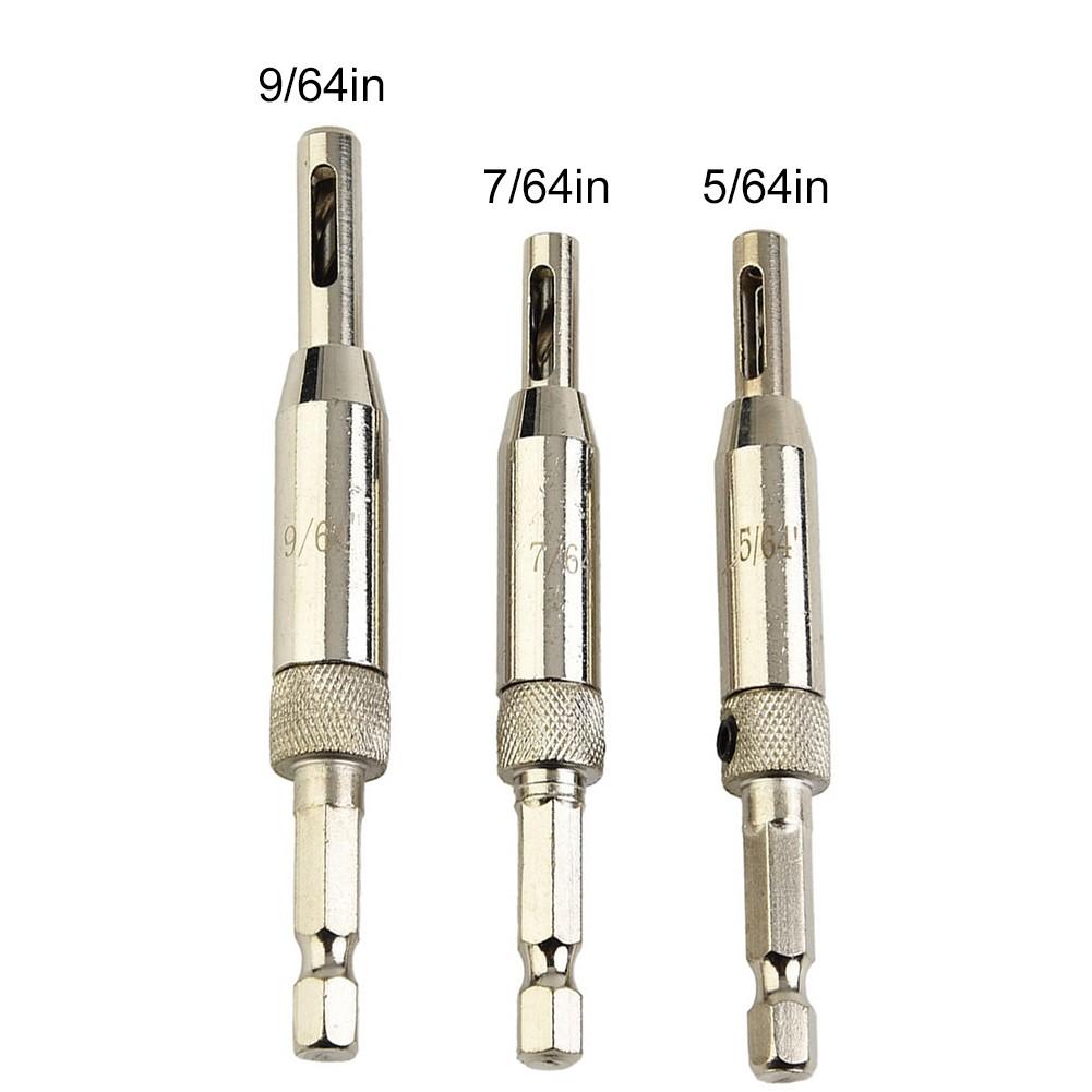 3Pcs Hinge Drill Bit Set, Woodworking Door Hinge Hole Opener, 1/4 Hex Shank Bit