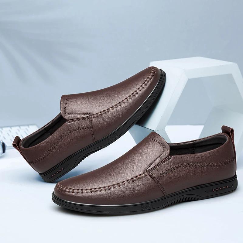 Spring Autumn Man Genuine Leather Casual Shoes Breathable Luxury Shoes Male Flats Business Footwear Classic Comfy Men's Loafers