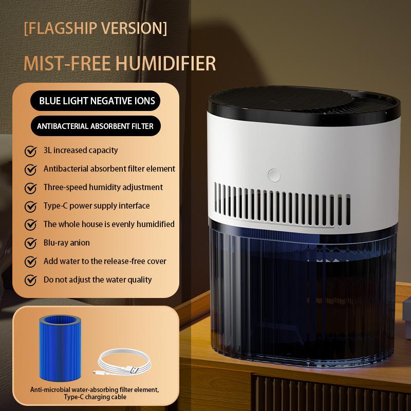4L Top-Fill Mist-Free USB Humidifier for Indoor Use