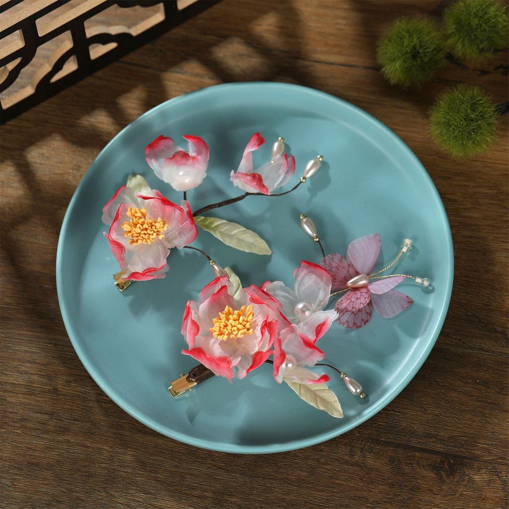 Flower Hair Clips Forks Chinese Hanfu Hair Accessories for Women Hairpin Fork Handmade Vintage Wedding Hair Jewelry Retro Crowns for Girl and Women