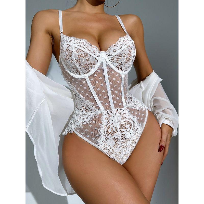 Transition Sexy Export European and American Sexy Sexy Intimates Perspective See-through Uniform Pure Desire Lace Women's Jumpsuits Pants