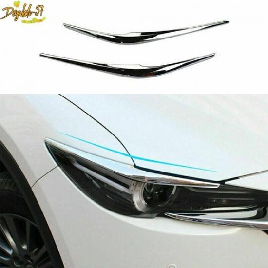 Chrome For Mazda CX-5 CX5 2017- ABS Front Headlight Eyebrows Lamp Strip Trim