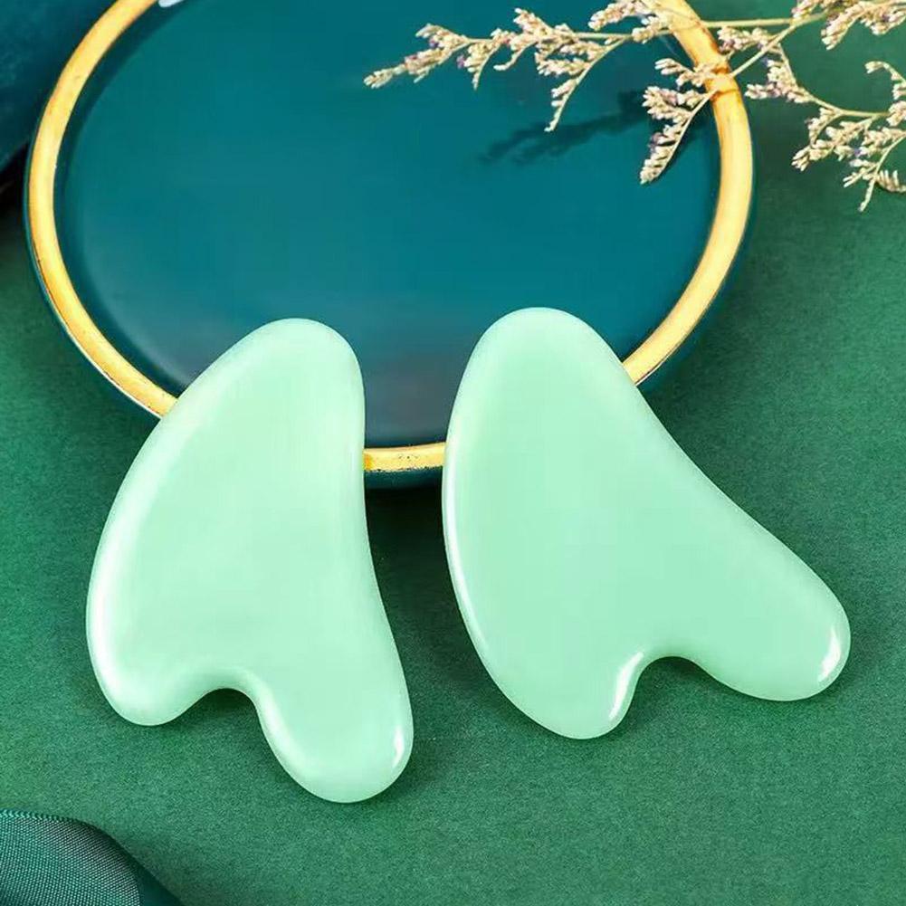 Natural Jade Scraping Board Face & Body Gua Sha Massage Brush Heart Shaped Massager Scrapers Tools For Face Neck Back Body